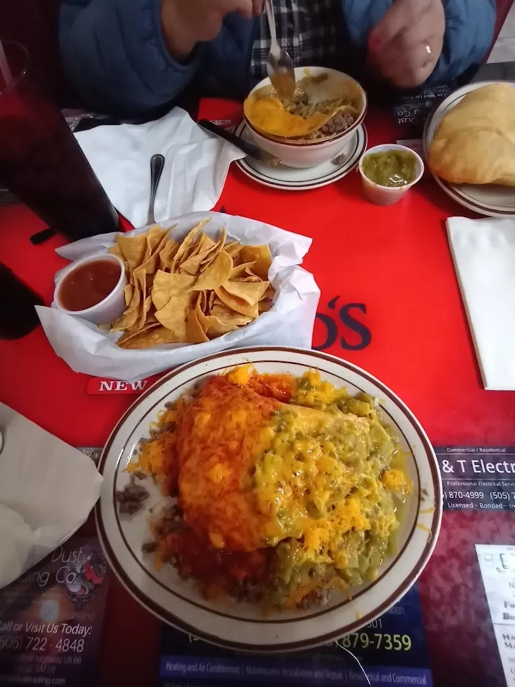 Genaro's Special Stuffed Sopapilla with Red and Green Chili
